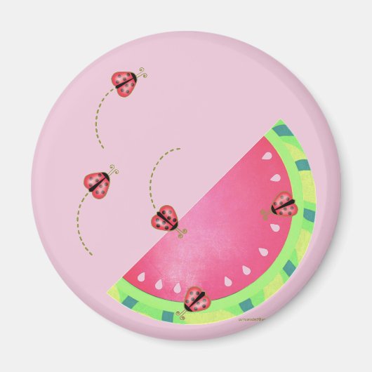 Watermeloen 2 ¼ inch Circle Magnet van Ladybug (Voorkant)