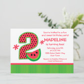 Watermeloen 2e verjaardag Stripe Kaart (Staand voorkant)