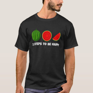 Watermeloen 3 stappen voor een gelukkige zomervruc t-shirt