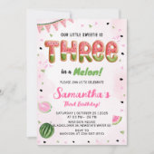 Watermeloen 3e verjaardagsfeest uitnodiging (Voorkant)