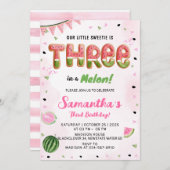 Watermeloen 3e verjaardagsfeest uitnodiging (Voorkant / Achterkant)