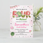 Watermeloen 4e Verjaardag Feest Uitnodiging (Staand voorkant)