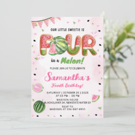 Watermeloen 4e Verjaardag Feest Uitnodiging