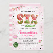 Watermeloen 6h Verjaardagsfeestuitnodiging Kaart (Voorkant / Achterkant)