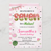 Watermeloen 7e Verjaardagsfeestuitnodiging Kaart (Voorkant / Achterkant)