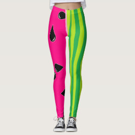 Watermeloen Afdrukken Leggings Roze Groen Zwart