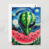 watermeloen alien briefkaart (Voorkant / Achterkant)