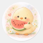 Watermeloen Alma Kuiken Ronde Sticker (Voorkant)