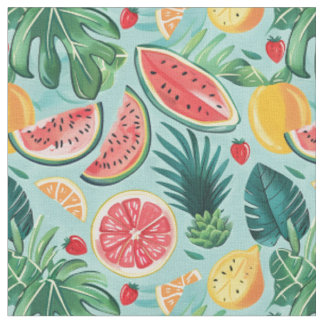Watermeloen, Ananas & Citrus Patroon Stof