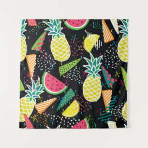 Watermeloen Ananas: Geometrisch naadloos patroon Wandkleed