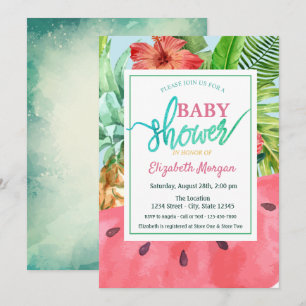 Watermeloen, Ananas Palmbladeren Baby Shower Kaart