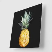 Watermeloen Ananas Tropische vruchten Zwart Groen Vierkante Klok (Hoek)