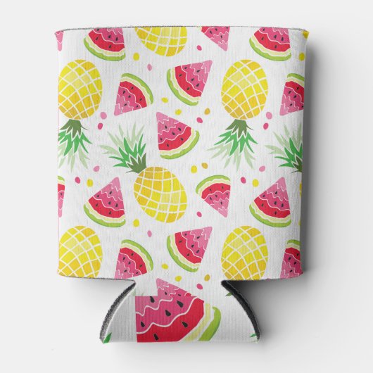 Watermeloen Ananas Zomer Naadloze Print Blikjeskoeler (Voorkant)