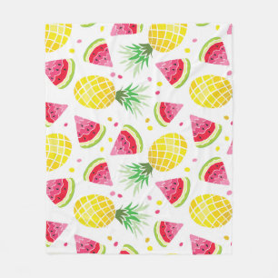Watermeloen Ananas Zomer Naadloze Print Fleece Deken