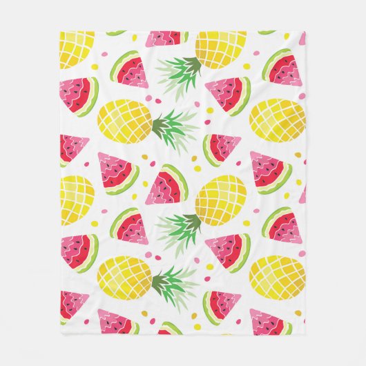 Watermeloen Ananas Zomer Naadloze Print Fleece Deken (Voorkant)