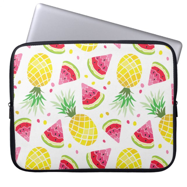 Watermeloen Ananas Zomer Naadloze Print Laptop Sleeve (Voorkant)
