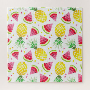 Watermeloen Ananas Zomer Naadloze Print Legpuzzel