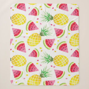 Watermeloen Ananas Zomer Naadloze Print Sherpa Deken