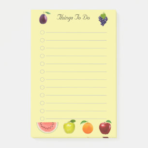 Watermeloen Appel & Druiven Vruchten op Gele Notit Post-it® Notes