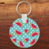 Watermeloen Aqua en Witte Stippen (2) Sleutelhanger (Voorkant)