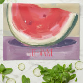 Watermeloen aquarel op gestructureerde achtergrond theedoek (Gevouwen)