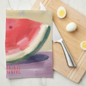 Watermeloen aquarel op gestructureerde achtergrond theedoek (Quarter Fold)