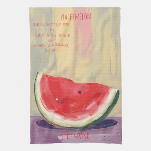 Watermeloen aquarel op gestructureerde achtergrond theedoek (Verticaal)