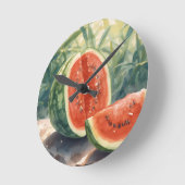 Watermeloen Aquarel Ronde Klok (Hoek)