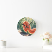 Watermeloen Aquarel Ronde Klok (Huis)