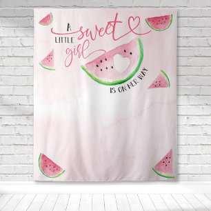 Watermeloen Aquarel Roze Meisje Baby Borrel  Wandkleed