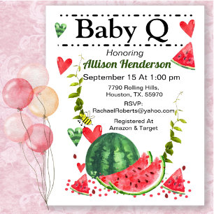 Watermeloen Baby Q Baby Shower Uitnodiging
