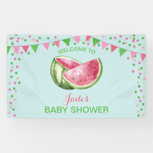 Watermeloen Baby shower Aqua Blauwgroen Turquoise Spandoek
