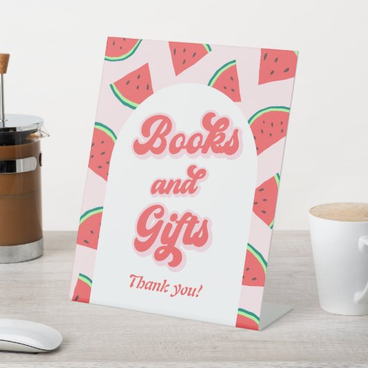 Watermeloen Baby shower Boeken en Cadeau Reclamebord Met Voetstuk (Insitu)