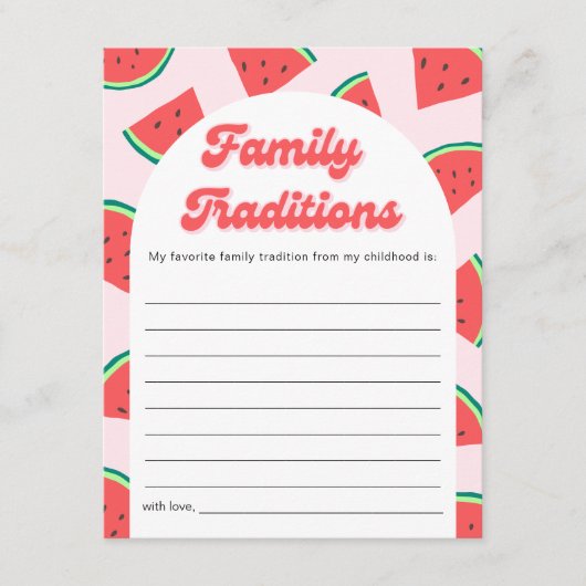 Watermeloen Baby shower Familie Tradities Game Kaa Kaart (Voorkant)