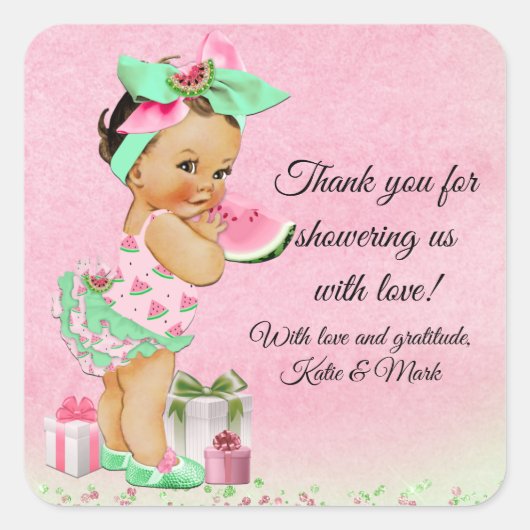 Watermeloen Baby shower Favor Stickers (Voorkant)