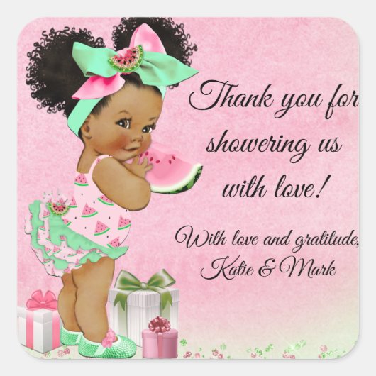 Watermeloen Baby shower Favor Stickers (Voorkant)