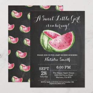 Watermeloen Baby shower Invitation Chalkboard Kaart