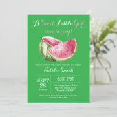 Watermeloen Baby shower Invitation Green Kaart (Staand voorkant)