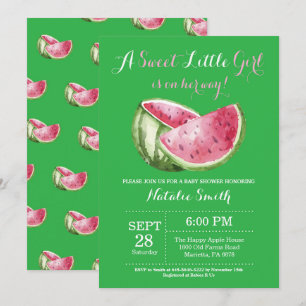 Watermeloen Baby shower Invitation Green Kaart