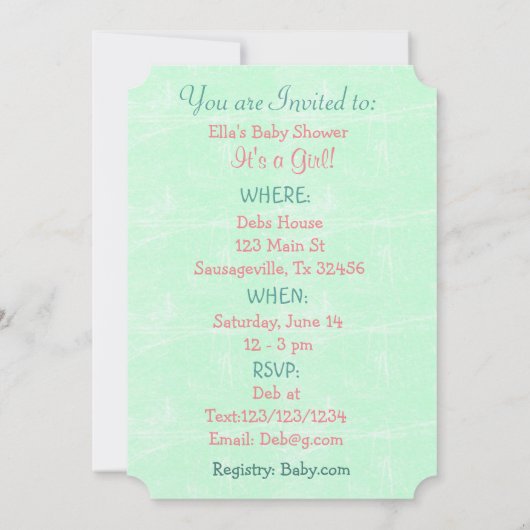 Watermeloen Baby shower is een meisje Kaart (Achterkant)