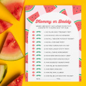 Watermeloen Baby shower Mama of Daddy Game Kaart