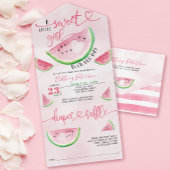 Watermeloen Baby shower Roze Luier Raffle All In One Uitnodiging