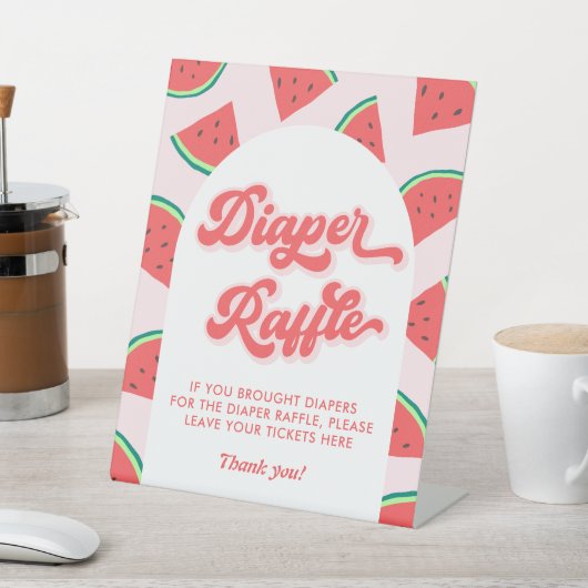 Watermeloen Baby shower Spel Luier Raffle Reclamebord Met Voetstuk (Insitu)