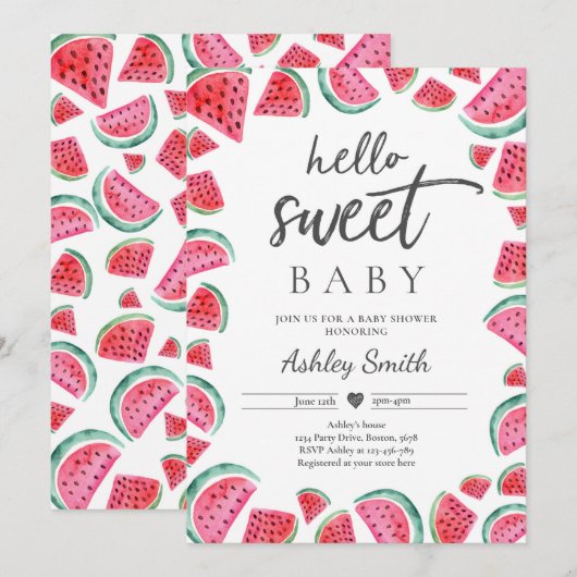 Watermeloen Baby shower Summer Fruit Baby shower Kaart (Voorkant / Achterkant)