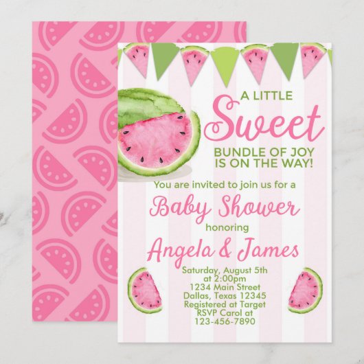 watermeloen Baby shower Uitnodiging (Voorkant / Achterkant)