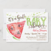Watermeloen Baby shower uitnodiging, Meisje Kaart (Voorkant)