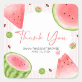Watermeloen Baby Shower Vierkante Sticker (Voorkant)