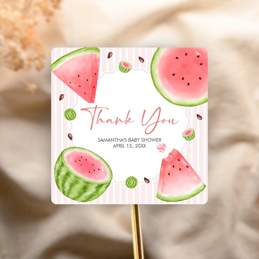 Watermeloen Baby Shower Vierkante Sticker