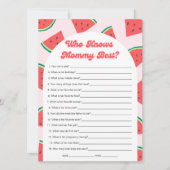 Watermeloen Baby shower Wie kent mama beste Kaart (Voorkant)
