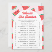 Watermeloen Baby shower Zou Ze Liever Spel Kaart (Voorkant)